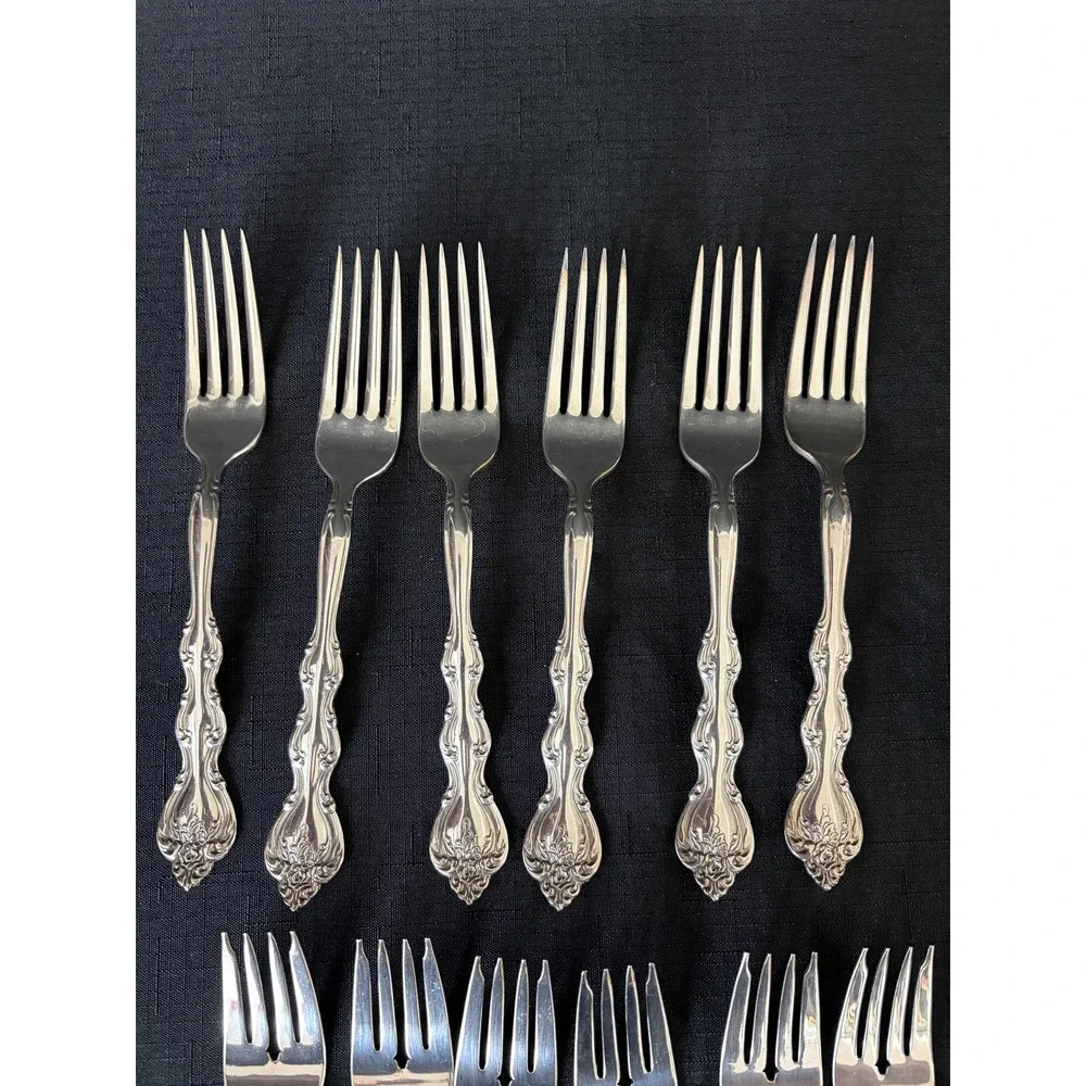 International Silverplate Ornate Forks & Teaspoons Flatware Baroque Rococo Style